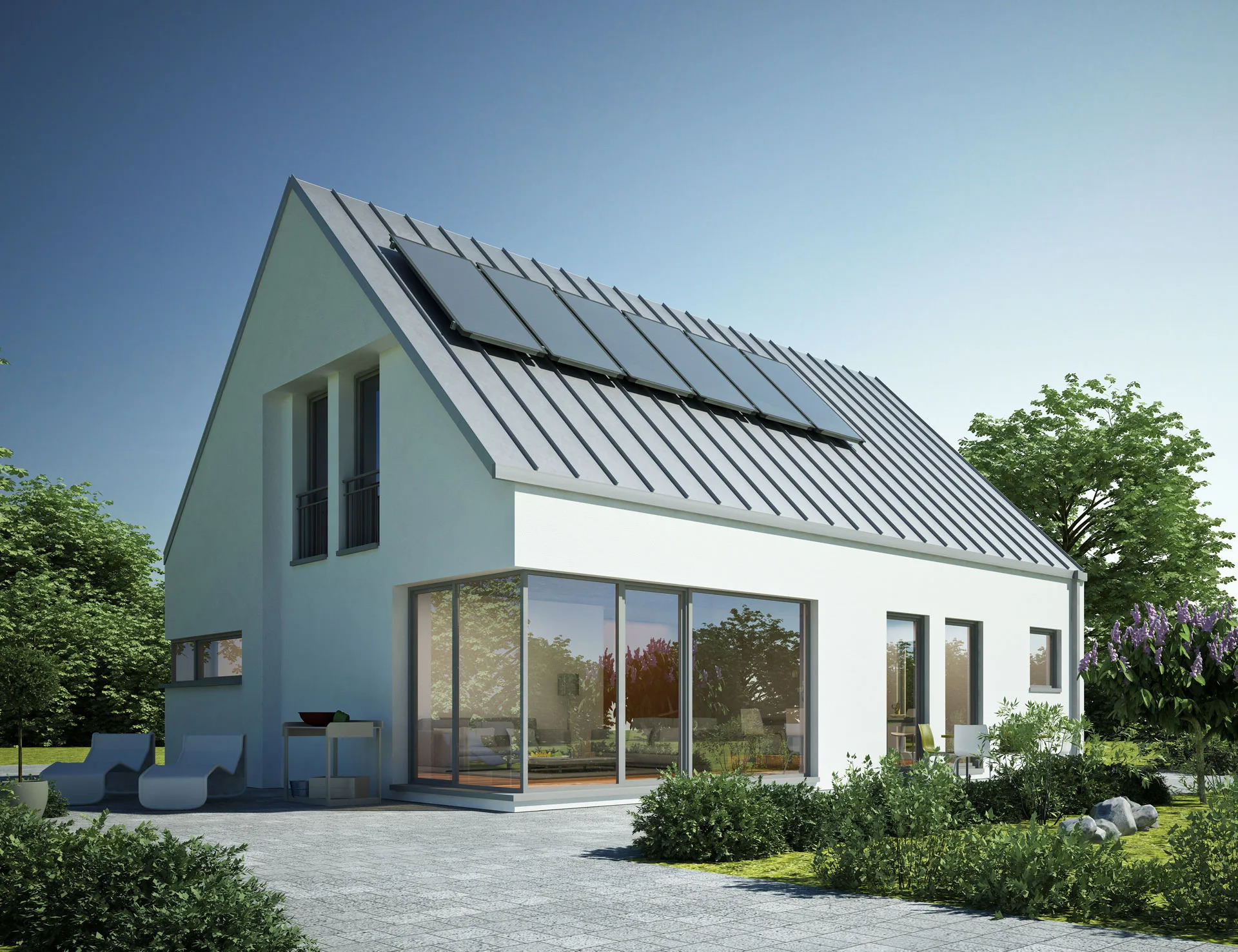 Modernes Einfamilienhaus mit Solarthermie und nachhaltiger Energieversorgung – finanzierbar über Ratenkauf